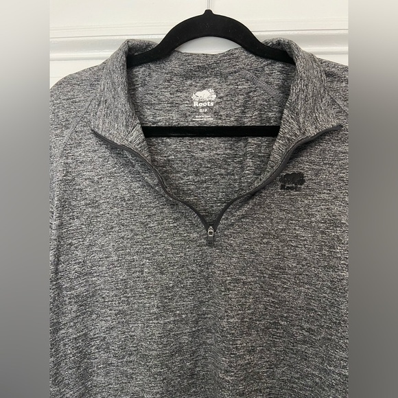 Roots Athletic Lightweight Heathered Gray Quarter Zip Long Sleeve Workout Jacket - Picture 2 of 8